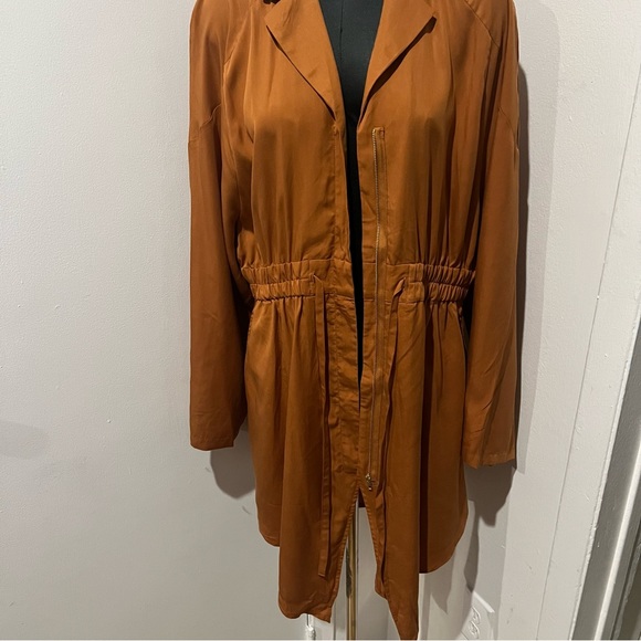 NEW Terea By Andrea Pitter Jacket long duster Adobe L Large Rust Orange coat - Picture 3 of 12